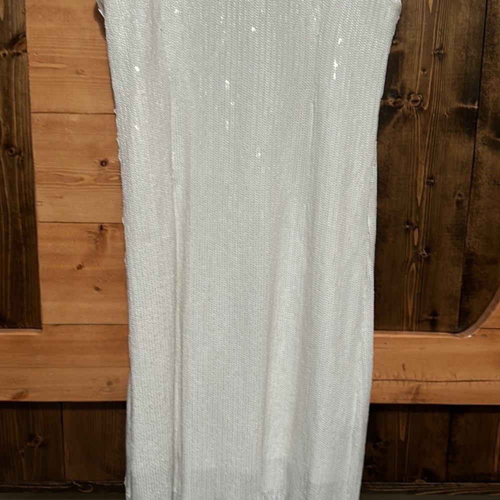 J.Crew Collection Fringe-Trim Sequin Sheath Dress in White - Picture 6 of 14